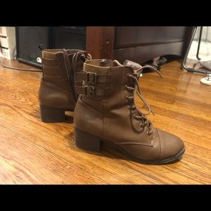 Brown Leather Combat Boots